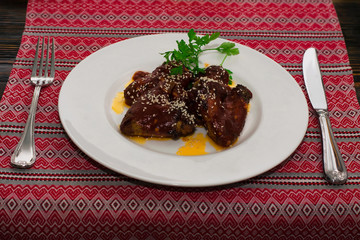 Chicken wings in honey and soy sauce