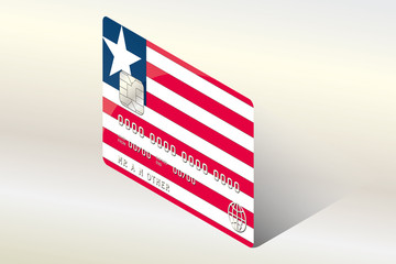3D Isometric Flag Illustration of the country of  Liberia