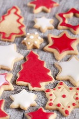 Christmas cookies with red and white icing