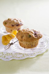 Banana and raspberry muffins