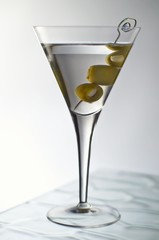 Dirty Martini with Four Skewered Olives
