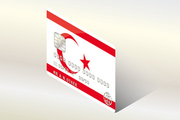 3D Isometric Flag Illustration of the country of  Northern Cypru