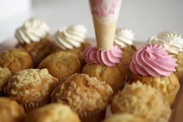 Cupcakes being frosted