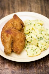 Roast chicken with potato salad