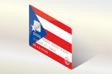 3D Isometric Flag Illustration of the country of  PuertoRico