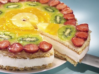 Yogurt cake with fruit, sliced