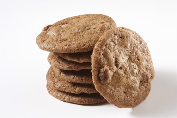 Stack of Gluten Free Chocolate Chip Cookies on a White Background