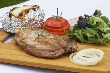 Grilled pork steak