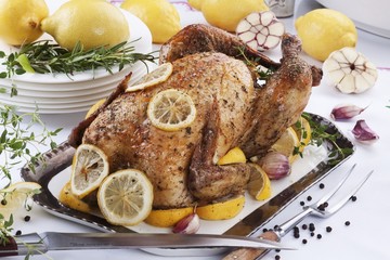 Lemon and garlic chicken with rosemary