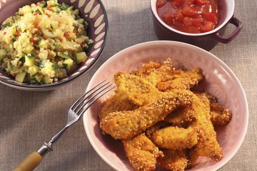 Sesame chicken with couscous