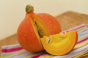 Hokkaido pumpkin, sliced