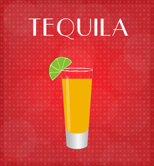 Drinks List Tequila with Red Background EPS10