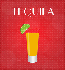 Drinks List Tequila with Red Background EPS10