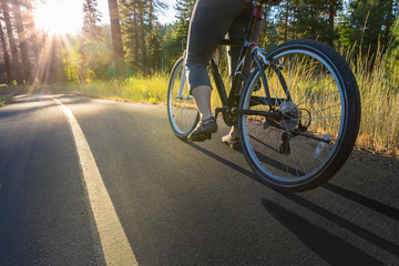 Fototapeta na wymiar Biking at sunset