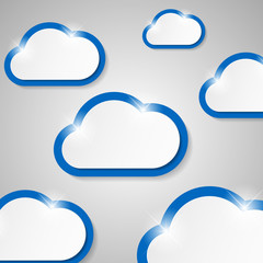 White clouds inside blue clouds