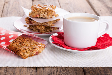 Flapjacks and coffee