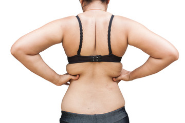 Fototapeta na wymiar Obese women show more fatty parts from rear