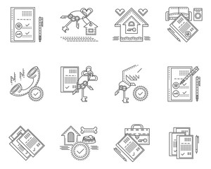 Linear vector icons for rent of house