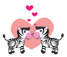 Fototapeta na wymiar zebra romantic couple