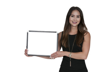 Woman Holding a Blank Sign