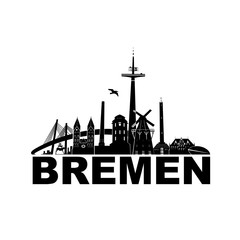 Bremen Logo Skyline Scherenschnitt Vorlage Piktogramm Umriss Vektor - obrazy, fototapety, plakaty