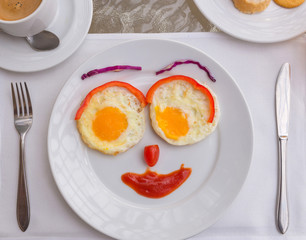 Happy Face Frying Eggs breakfast