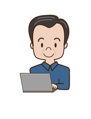 中高年男性とパソコン