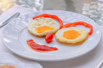 Happy Face Frying Eggs breakfast