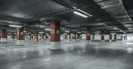 Empty parking lot wall. Urban, industrial background