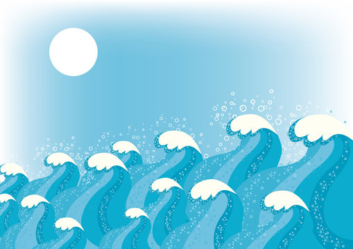   Blue waves.Vector image of Sea background for design