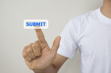 a man using digital interface with his fingers submit button