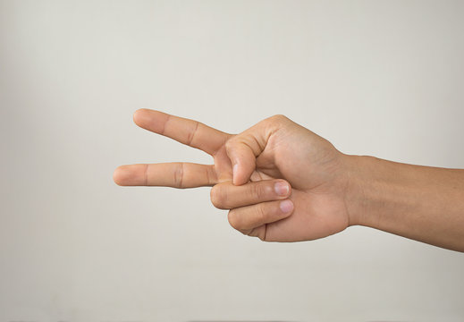 Hand with two fingers, Isolated