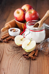 Baking ingredients for apple pie