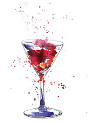 Cocktail glass with cherry