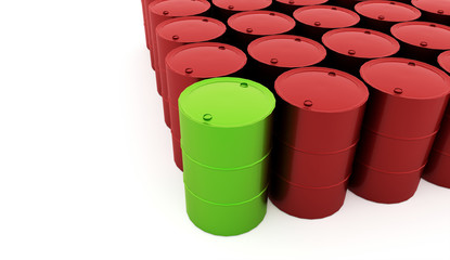 Petrol barrels on white background rendered