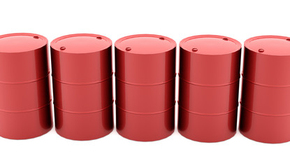 Petrol barrels on white background rendered