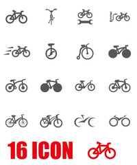 Vector grey bicycle icon set