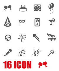 Vector grey birthday icon set