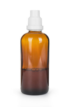 Small bottle with drug isolated over white background