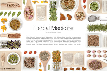 herbal tea on white background 