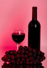 bottle of wine and grapes