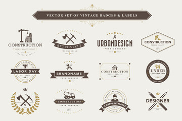 Set of vintage badges and labels.