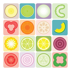 Vector fruits and vegetables icons set 3