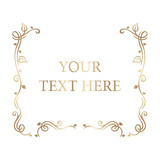 Vintage hand drawn golden floral frame ornate for label