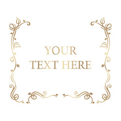 Vintage hand drawn golden floral frame ornate for label