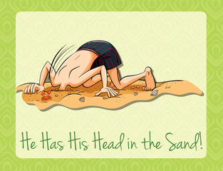 Man's head in the sand