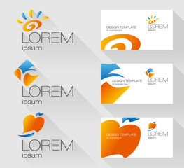 Set of logo design elements with business card template 
