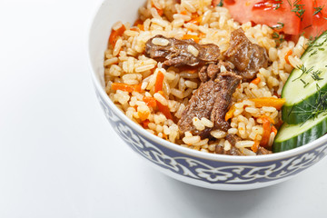 traditional asian pilaf. national uzbek food