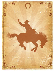 Cowboy old paper background for text with decor frame .