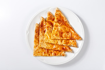 georgian traditional khachapuri on plate on white background. As